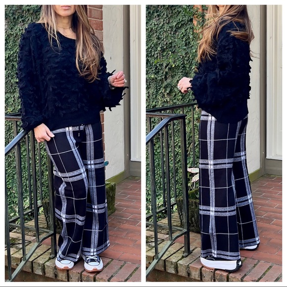 #31 Fall PARIS black/white
bold check print wide leg Fabulous Soft Knit Pants - Picture 3 of 8